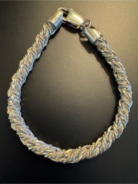 Italian Sterling Silver Byzantine Bracelet 925 Italy 19.4g Heavy Chain 7”